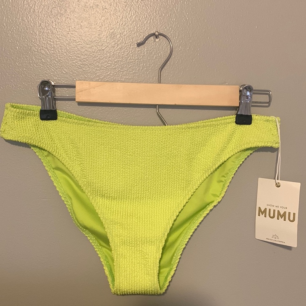 Show Me Your Mumu Silvana Bottom in color Citrine Scrunch size Large swim bottom